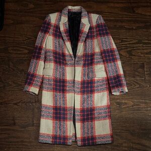 Zara Tartan Red and Blue Plaid Coat Women’s XS